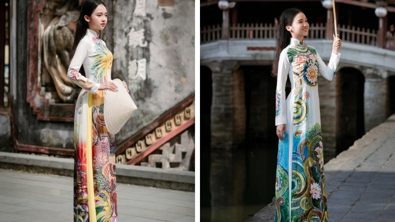  Áo dài truyền thống xưa với tà áo dài thanh thoát