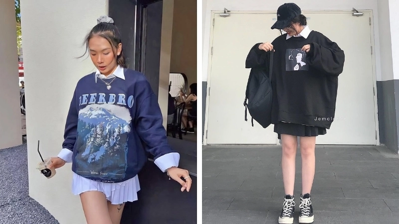  Áo sweater mặc với chân váy midi tạo vẻ ngoài thanh lịch, nữ tính