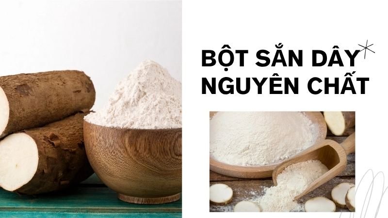 Bột sắn dây nguyên chất thường có màu trắng ngà tự nhiên và các hạt không đều