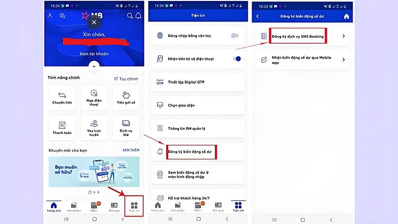 Cách bật thông báo MB Bank trên điện thoại