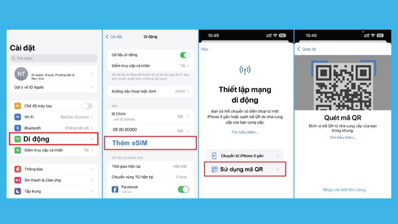 Cách cài eSIM trên iPhone chi tiết từng bước