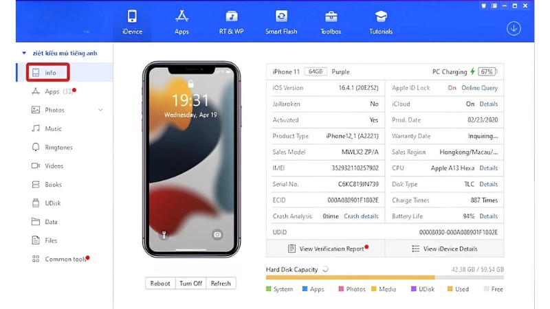 Cách kiểm tra pin iPhone bằng máy tính