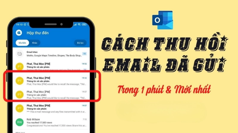 Cách thu hồi email đã gửi trên điện thoại