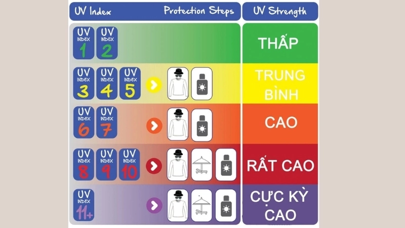 Phân loại chỉ số UV và mức độ ảnh hưởng