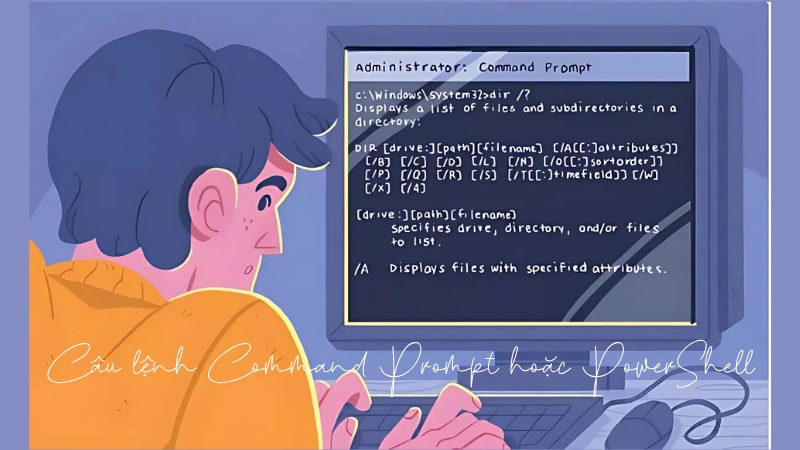 Dùng lệnh trong Command Prompt hoặc PowerShell