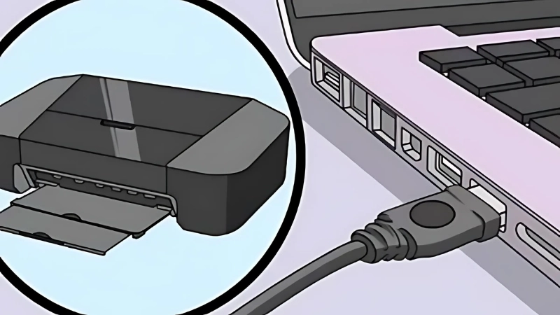 Kết nối laptop với máy in bằng cáp USB