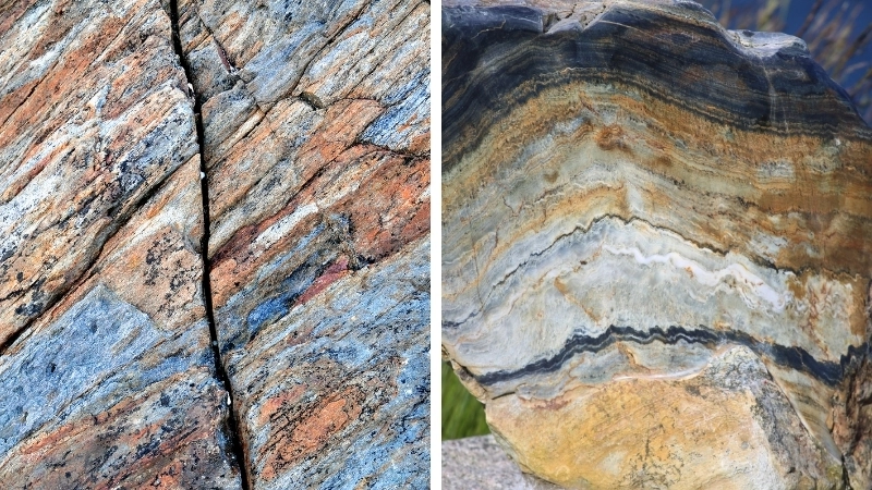  Khối đá quartzite với bề mặt sáng bóng, cho thấy độ cứng và tính bền vững của loại đá này