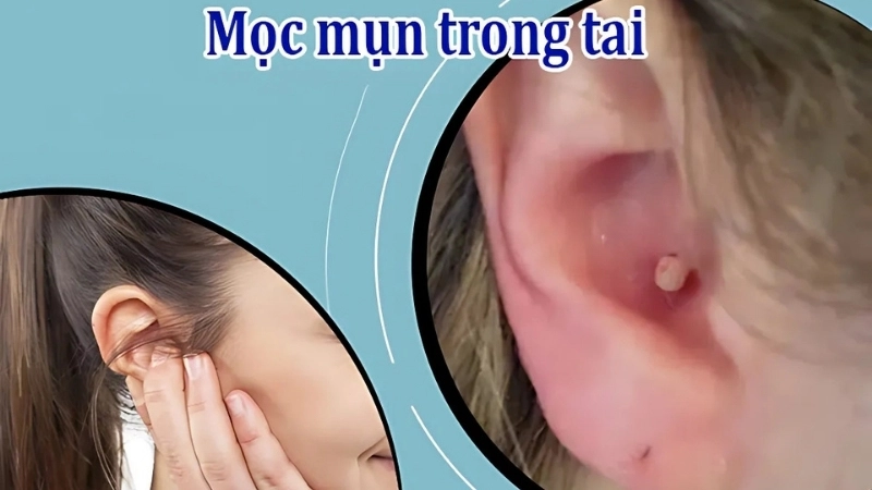 Mụn mọc trong tai có bị sao không?