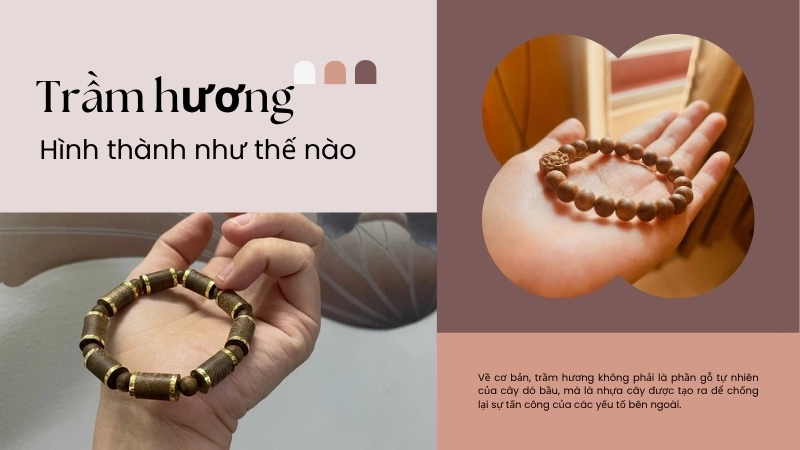  Vòng tay trầm hương với những hạt trầm bóng đẹp, mùi thơm thoang thoảng 