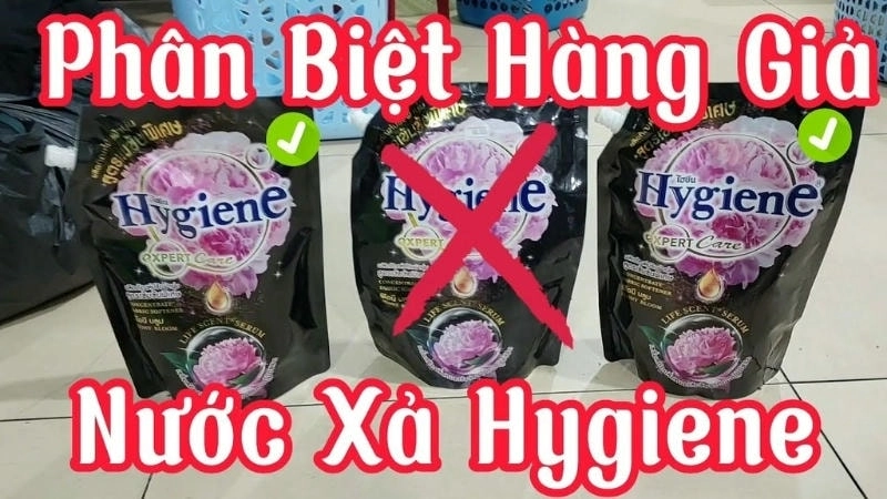 Cách phân biệt nước xả vải Hygiene thật giả qua bao bì