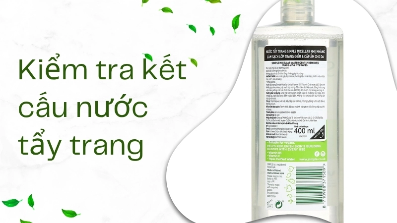 Kết cấu nước tẩy trang giả có cặn lắng dưới đáy chai