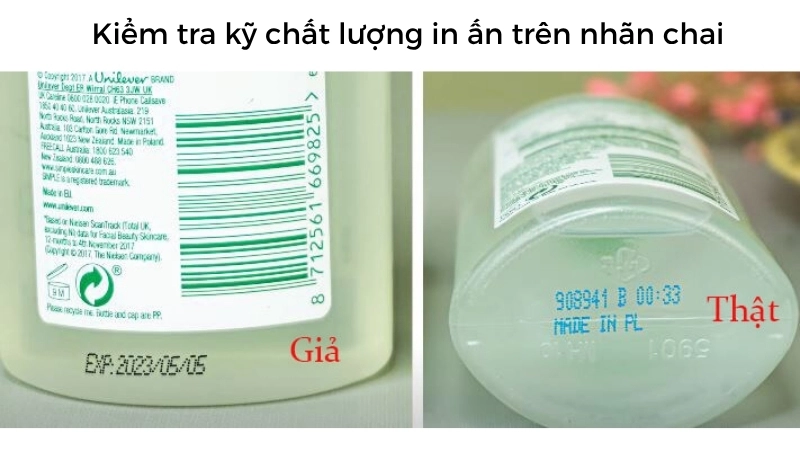 Kiểm tra kỹ chất lượng in ấn trên nhãn chai nước tẩy trang simple