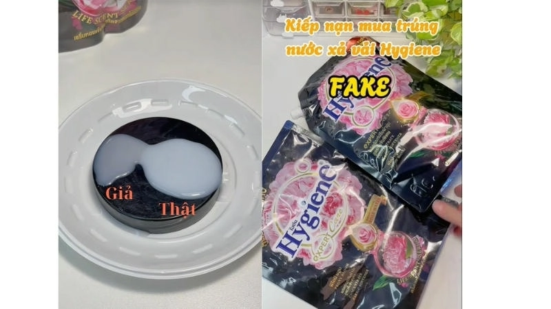 Phân biệt nước xả Hygiene giả và thật qua màu sắc dung dịch