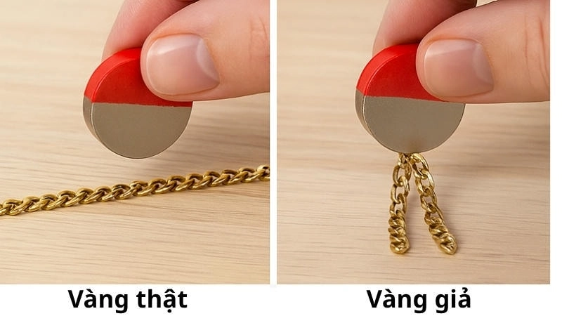 Thử vàng bằng nam châm là cách đơn giản để nhận biết vàng 18K sơ bộ