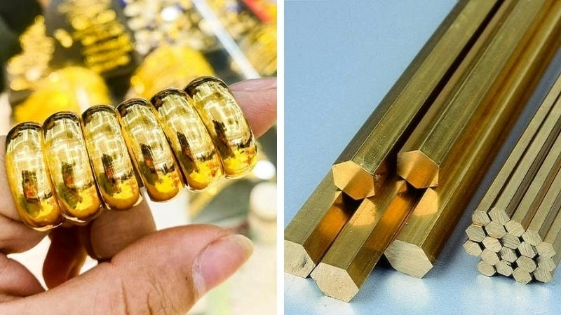 Vàng có cảm giác nặng hơn đáng kể so với đồng cùng kích thước