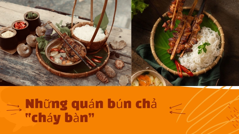 Không gian quán bún chả hương liên tấp nập khách giờ cao điểm