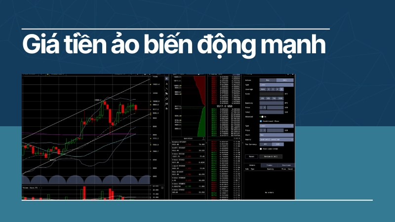 Biểu đồ phân tích sự biến động giá mạnh mẽ của thị trường crypto